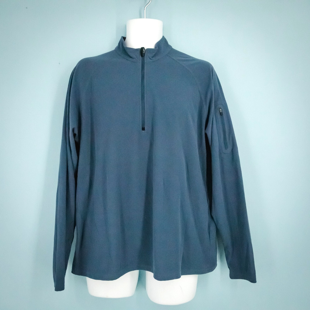 Exofficio Size Medium M Blue Microstrech 1/4 Zip Long Sleeve Active Shirt